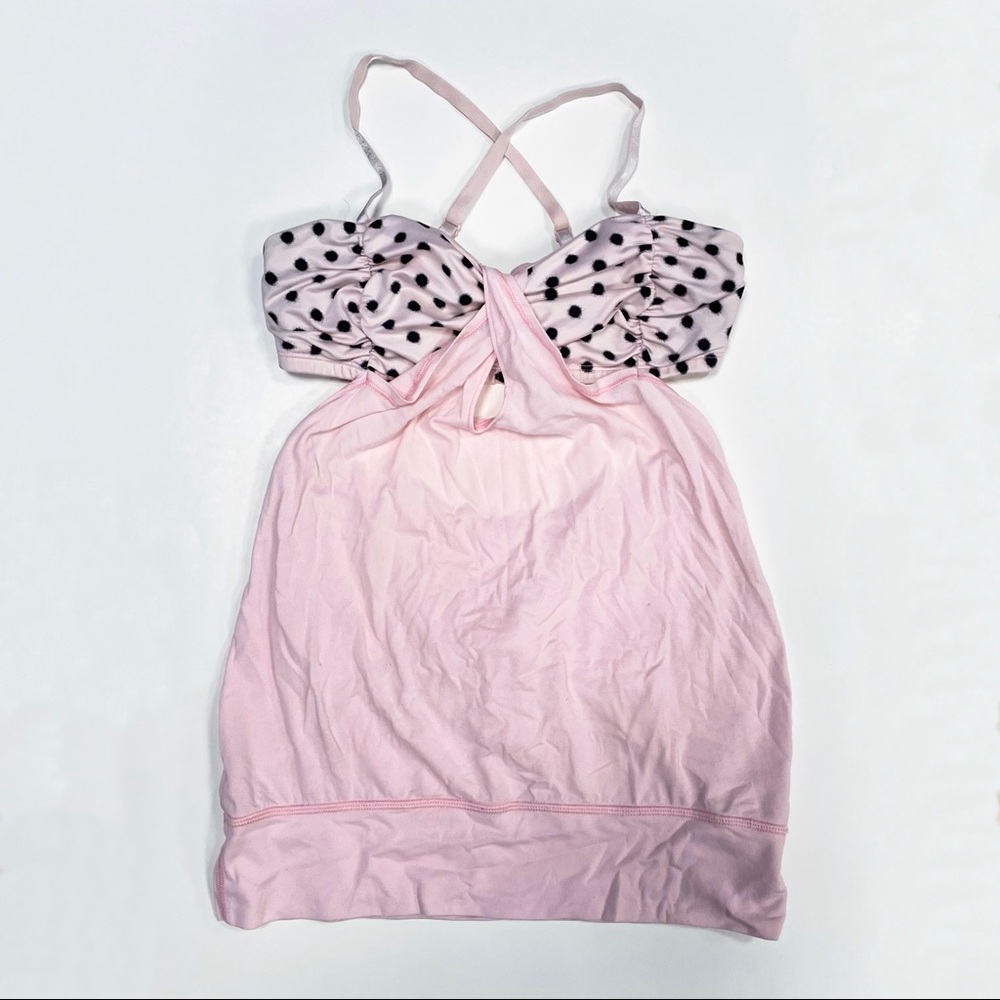 lululemon Pink and Black Polka Dot Workout Top